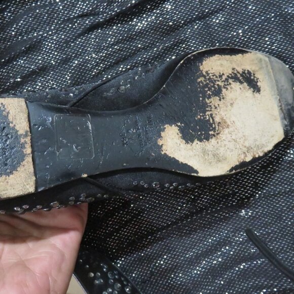 VALENTINO GARAVANI Black Rhinestone Embellished Ballet Flats driving loafers - Picture 14 of 14